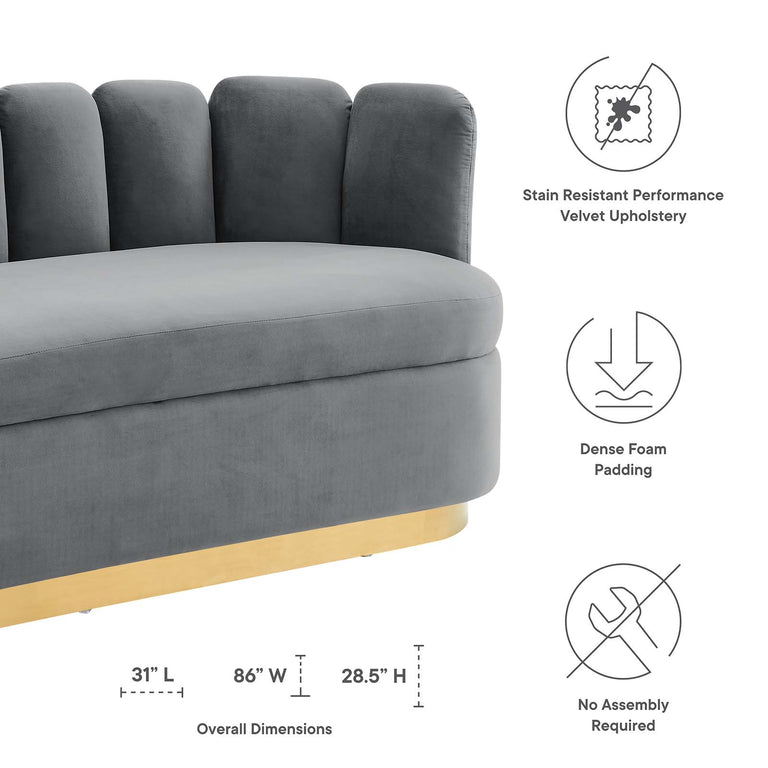 Victoria Channel Tufted Performance Velvet Sofa in Gray, EEI-5017-GRY