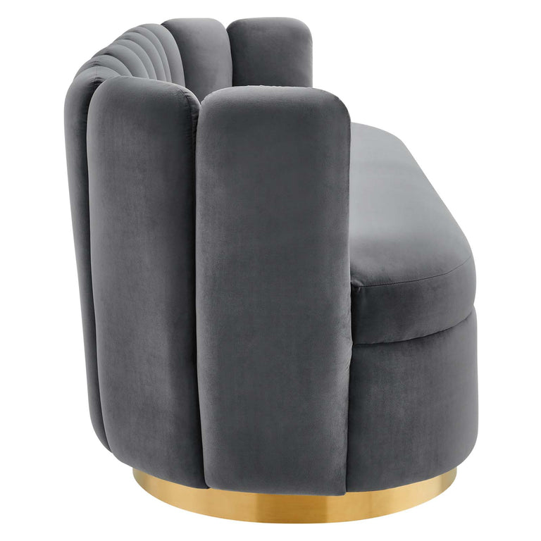 Victoria Channel Tufted Performance Velvet Sofa in Gray, EEI-5017-GRY