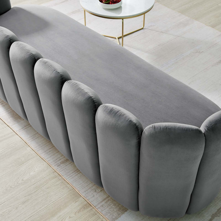 Victoria Channel Tufted Performance Velvet Sofa in Gray, EEI-5017-GRY