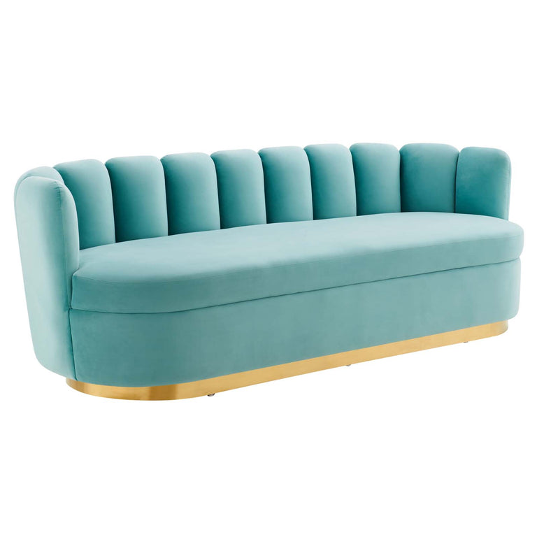 Victoria Channel Tufted Performance Velvet Sofa in Mint, EEI-5017-MIN