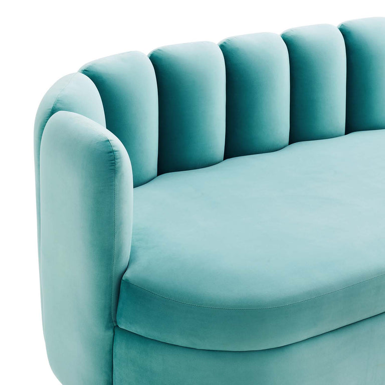 Victoria Channel Tufted Performance Velvet Sofa in Mint, EEI-5017-MIN