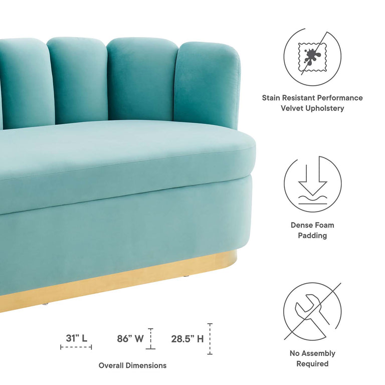 Victoria Channel Tufted Performance Velvet Sofa in Mint, EEI-5017-MIN