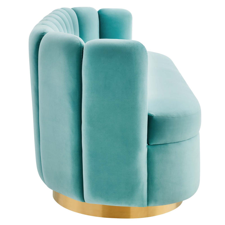 Victoria Channel Tufted Performance Velvet Sofa in Mint, EEI-5017-MIN