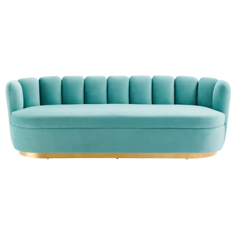 Victoria Channel Tufted Performance Velvet Sofa in Mint, EEI-5017-MIN
