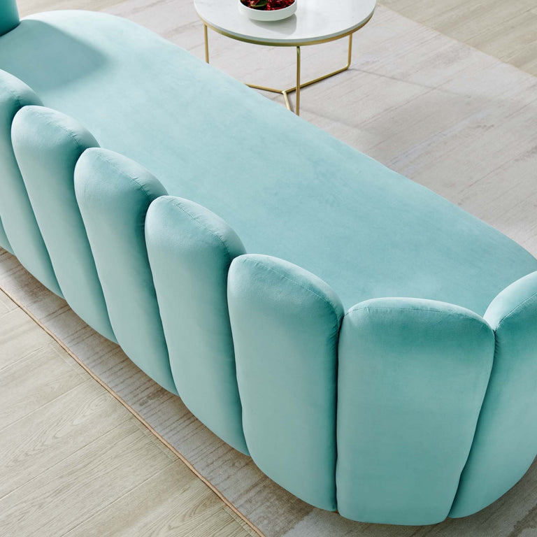 Victoria Channel Tufted Performance Velvet Sofa in Mint, EEI-5017-MIN