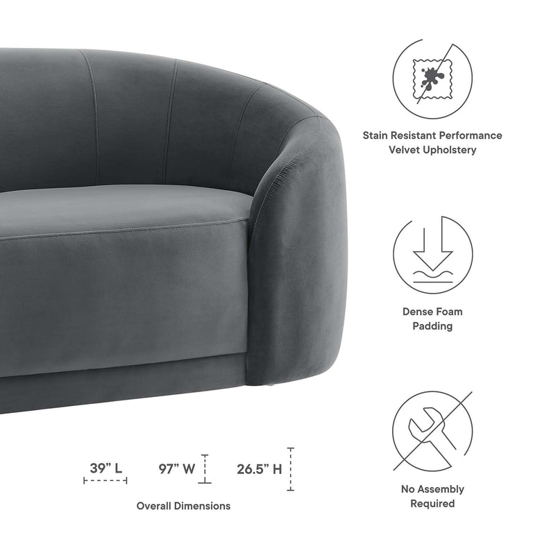 Contessa Performance Velvet Sofa in Gray, EEI-5018-GRY