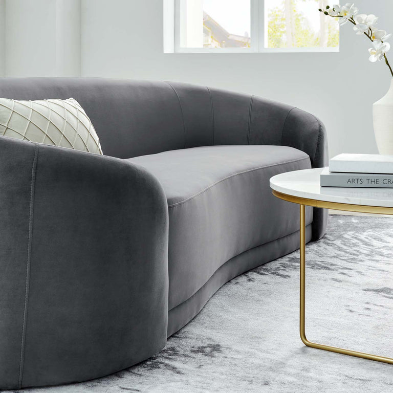 Contessa Performance Velvet Sofa in Gray, EEI-5018-GRY