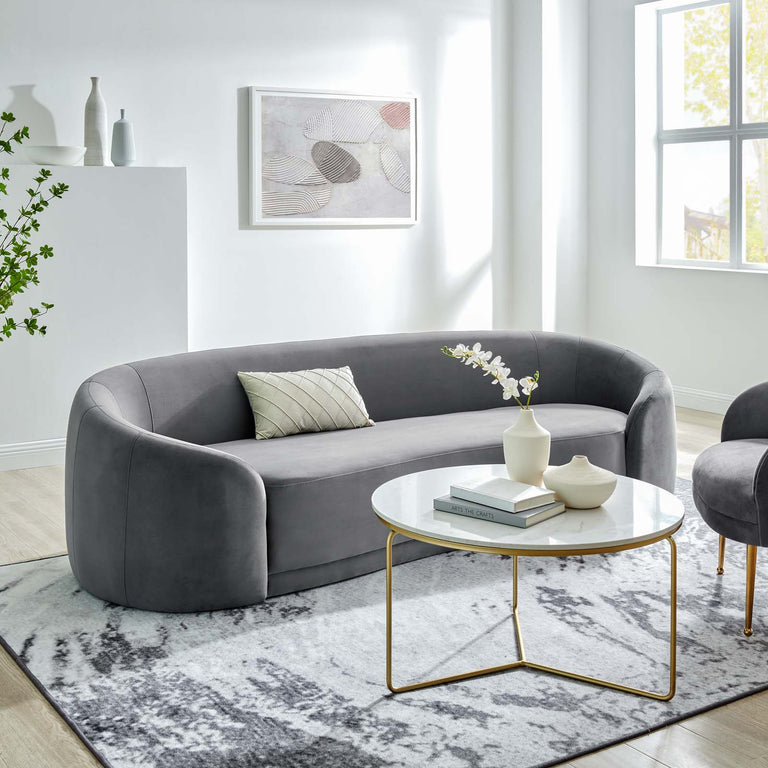Contessa Performance Velvet Sofa in Gray, EEI-5018-GRY