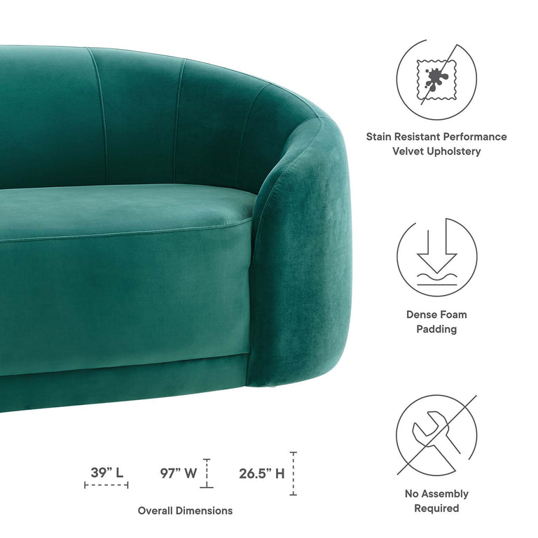 Contessa Performance Velvet Sofa in Teal, EEI-5018-TEA