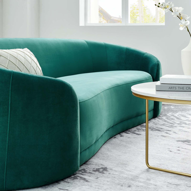 Contessa Performance Velvet Sofa in Teal, EEI-5018-TEA