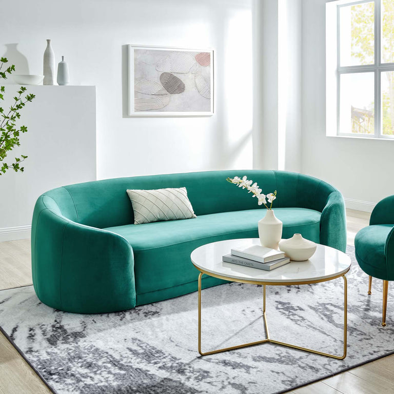 Contessa Performance Velvet Sofa in Teal, EEI-5018-TEA