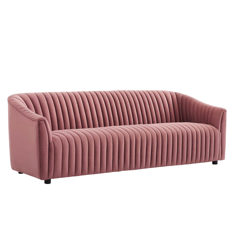 Announce Performance Velvet Channel Tufted Sofa in Dusty Rose, EEI-5053-DUS