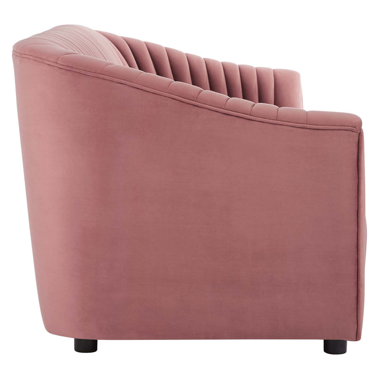Announce Performance Velvet Channel Tufted Sofa in Dusty Rose, EEI-5053-DUS