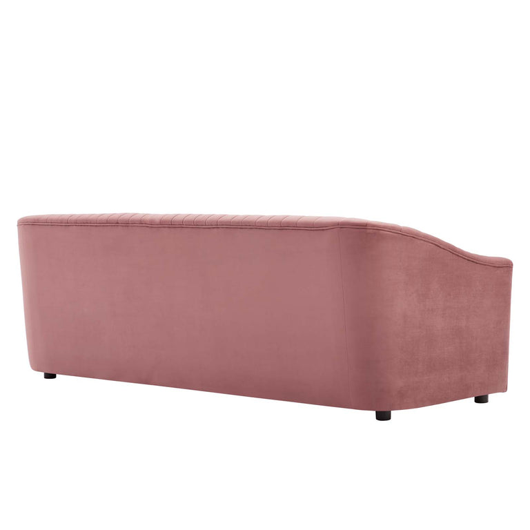 Announce Performance Velvet Channel Tufted Sofa in Dusty Rose, EEI-5053-DUS