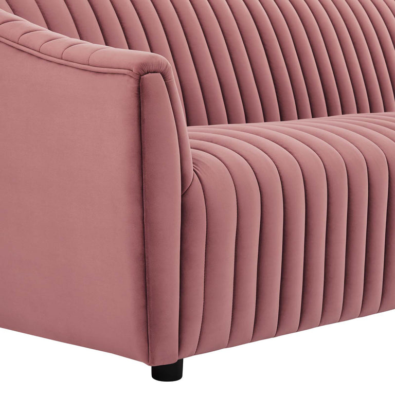 Announce Performance Velvet Channel Tufted Sofa in Dusty Rose, EEI-5053-DUS