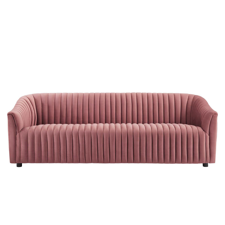 Announce Performance Velvet Channel Tufted Sofa in Dusty Rose, EEI-5053-DUS