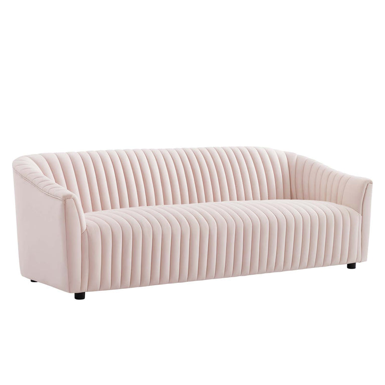 Announce Performance Velvet Channel Tufted Sofa in Pink, EEI-5053-PNK