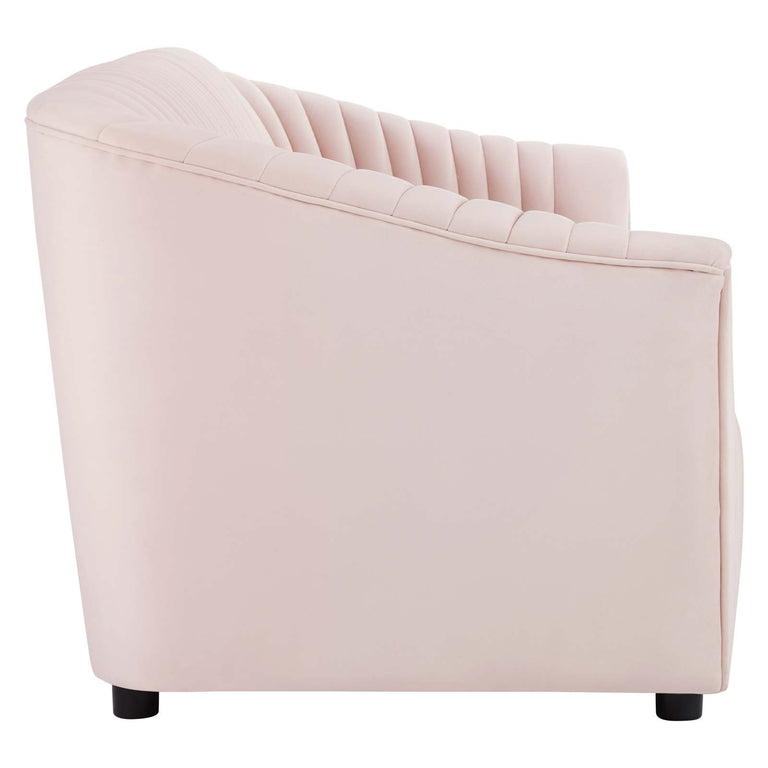 Announce Performance Velvet Channel Tufted Sofa in Pink, EEI-5053-PNK