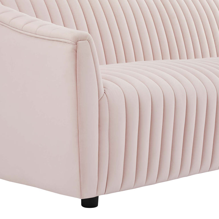 Announce Performance Velvet Channel Tufted Sofa in Pink, EEI-5053-PNK