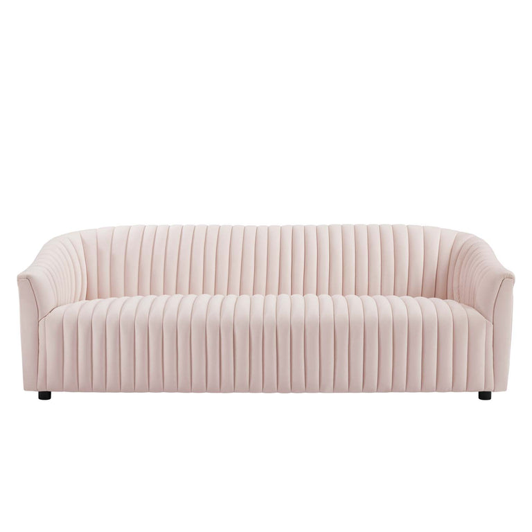 Announce Performance Velvet Channel Tufted Sofa in Pink, EEI-5053-PNK