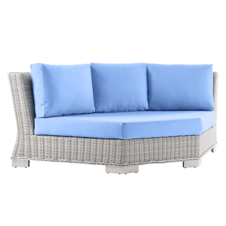 Conway Outdoor Patio Wicker Rattan 6-Piece Sectional Sofa Furniture Set in Light Gray Light Blue, EEI-5094-LBU