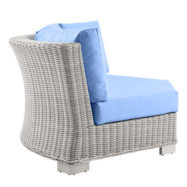 Conway Outdoor Patio Wicker Rattan 6-Piece Sectional Sofa Furniture Set in Light Gray Light Blue, EEI-5094-LBU