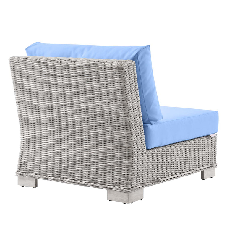 Conway Outdoor Patio Wicker Rattan 6-Piece Sectional Sofa Furniture Set in Light Gray Light Blue, EEI-5094-LBU