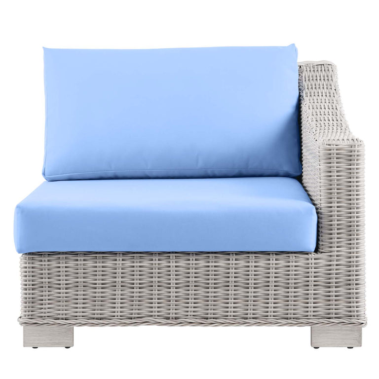 Conway Outdoor Patio Wicker Rattan 6-Piece Sectional Sofa Furniture Set in Light Gray Light Blue, EEI-5094-LBU