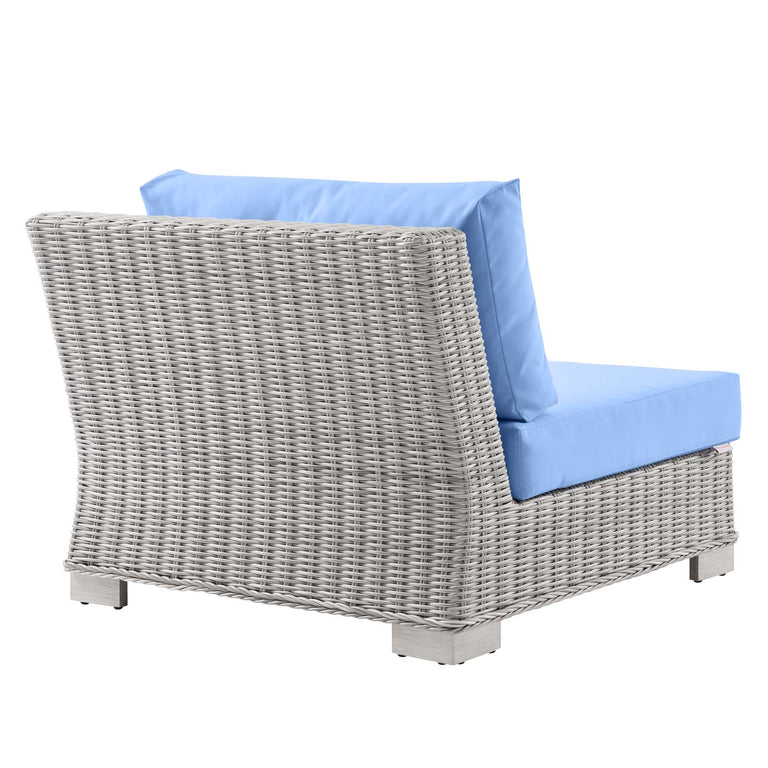 Conway Outdoor Patio Wicker Rattan 6-Piece Sectional Sofa Furniture Set in Light Gray Light Blue, EEI-5094-LBU