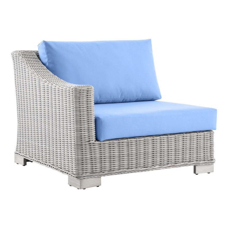 Conway Outdoor Patio Wicker Rattan 6-Piece Sectional Sofa Furniture Set in Light Gray Light Blue, EEI-5094-LBU