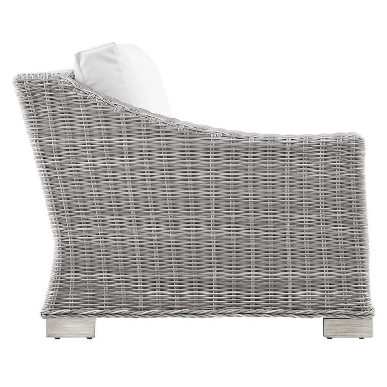 Conway Outdoor Patio Wicker Rattan 9-Piece Sectional Sofa Furniture Set in Light Gray White, EEI-5096-WHI