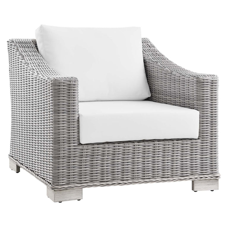 Conway Outdoor Patio Wicker Rattan 9-Piece Sectional Sofa Furniture Set in Light Gray White, EEI-5096-WHI