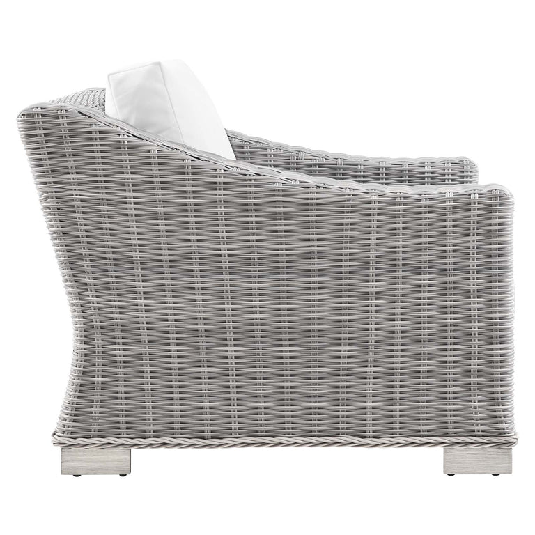 Conway Outdoor Patio Wicker Rattan 9-Piece Sectional Sofa Furniture Set in Light Gray White, EEI-5096-WHI