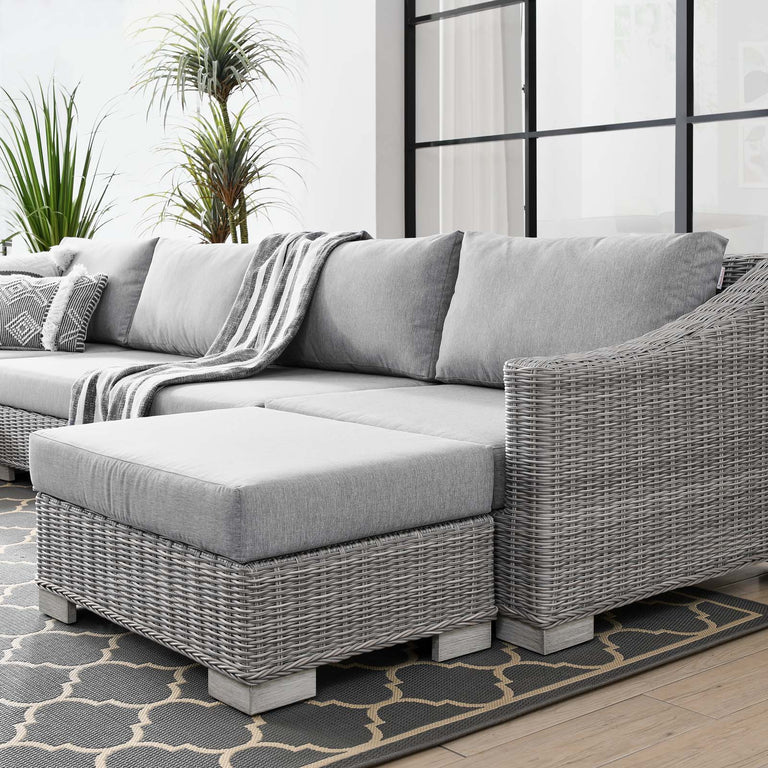 Conway Outdoor Patio Wicker Rattan 6-Piece Sectional Sofa Furniture Set in Light Gray Gray, EEI-5099-GRY