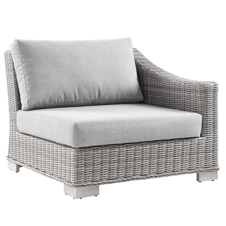 Conway Outdoor Patio Wicker Rattan 6-Piece Sectional Sofa Furniture Set in Light Gray Gray, EEI-5099-GRY
