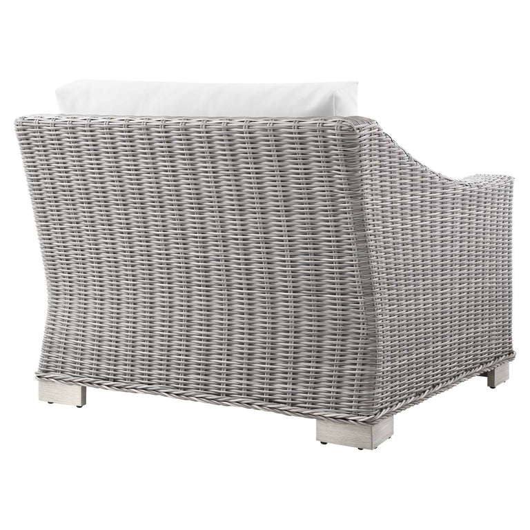 Conway Outdoor Patio Wicker Rattan 6-Piece Sectional Sofa Furniture Set in Light Gray White, EEI-5099-WHI