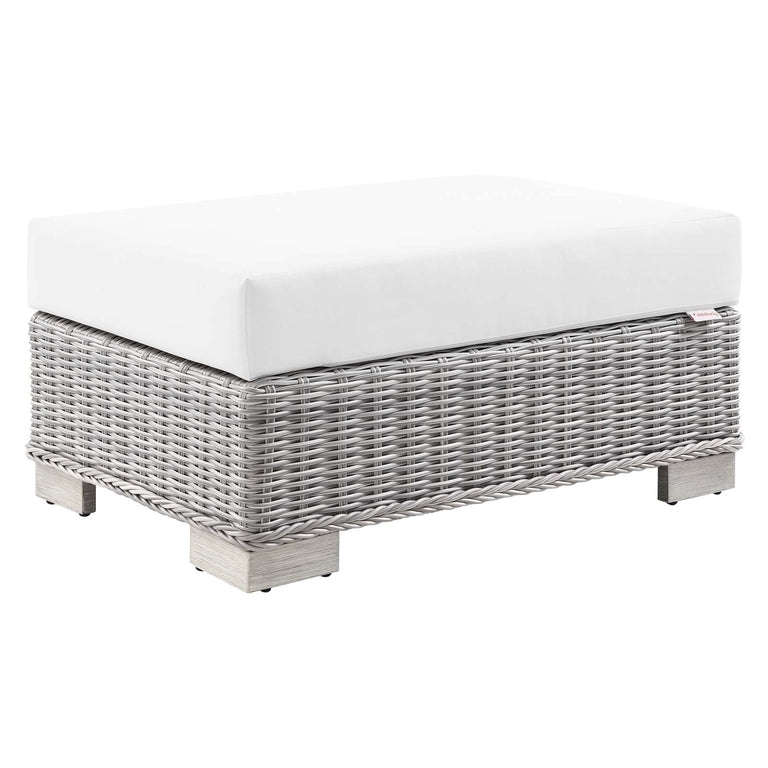 Conway Outdoor Patio Wicker Rattan 6-Piece Sectional Sofa Furniture Set in Light Gray White, EEI-5099-WHI
