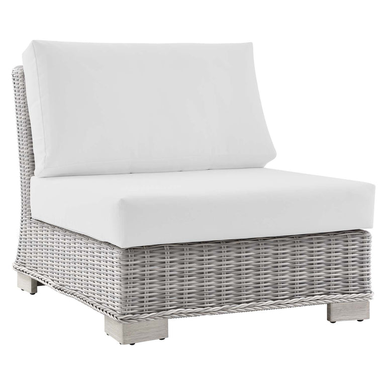 Conway Outdoor Patio Wicker Rattan 6-Piece Sectional Sofa Furniture Set in Light Gray White, EEI-5099-WHI