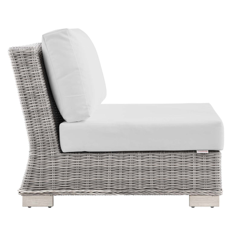 Conway Outdoor Patio Wicker Rattan 6-Piece Sectional Sofa Furniture Set in Light Gray White, EEI-5099-WHI