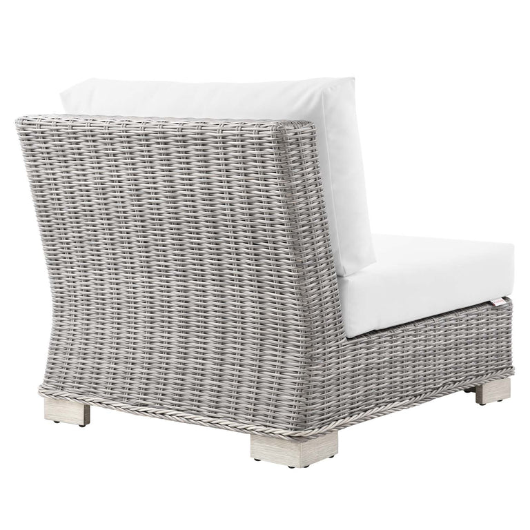 Conway Outdoor Patio Wicker Rattan 6-Piece Sectional Sofa Furniture Set in Light Gray White, EEI-5099-WHI