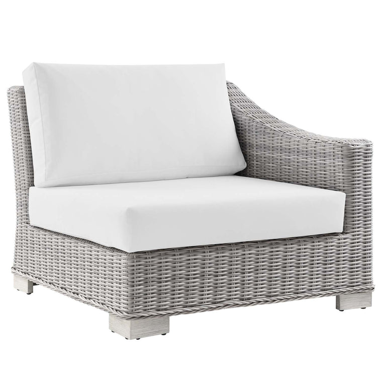 Conway Outdoor Patio Wicker Rattan 6-Piece Sectional Sofa Furniture Set in Light Gray White, EEI-5099-WHI