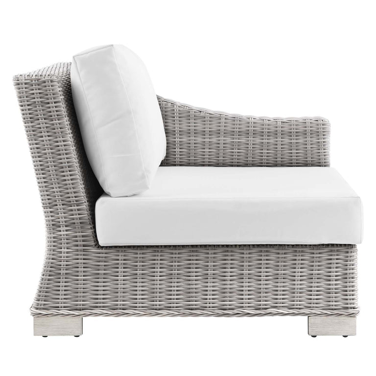 Conway Outdoor Patio Wicker Rattan 6-Piece Sectional Sofa Furniture Set in Light Gray White, EEI-5099-WHI
