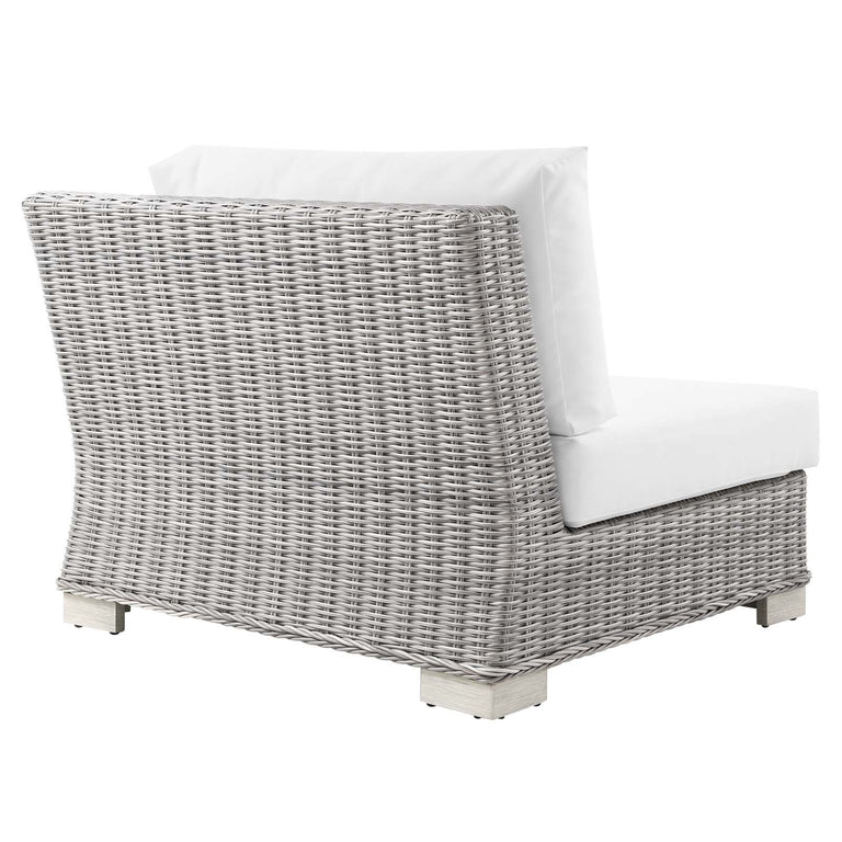 Conway Outdoor Patio Wicker Rattan 6-Piece Sectional Sofa Furniture Set in Light Gray White, EEI-5099-WHI