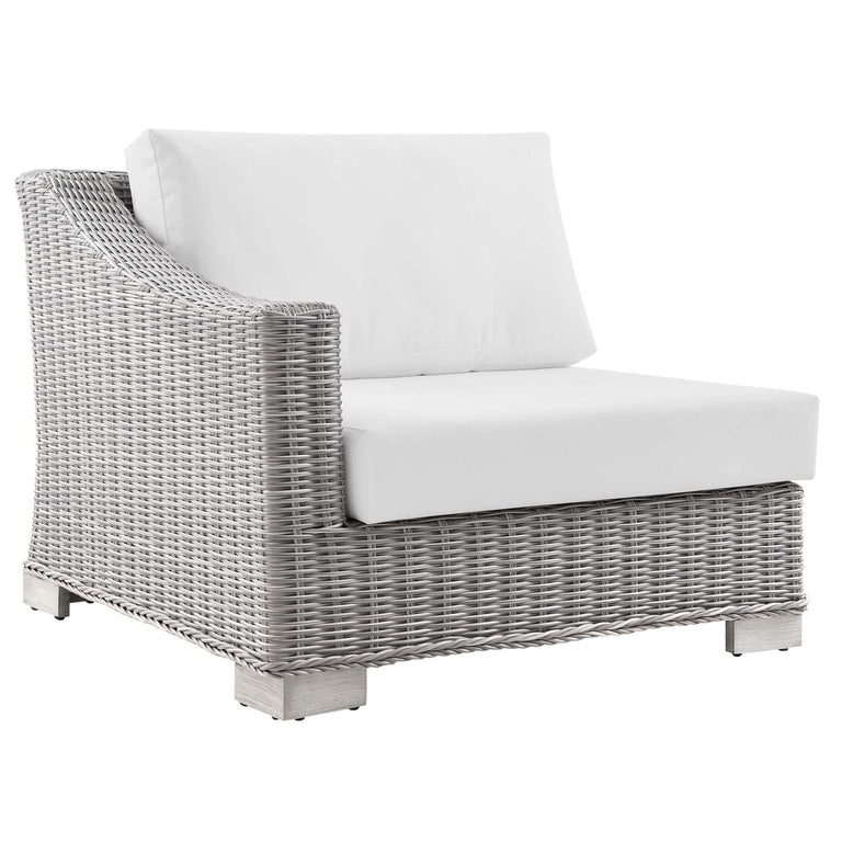 Conway Outdoor Patio Wicker Rattan 6-Piece Sectional Sofa Furniture Set in Light Gray White, EEI-5099-WHI
