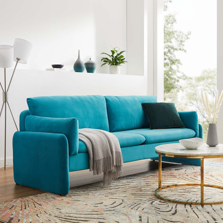 Indicate Performance Velvet Sofa in Blue, EEI-5150-BLU