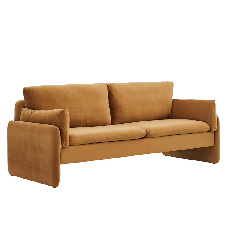 Indicate Performance Velvet Sofa in Cognac, EEI-5150-COG