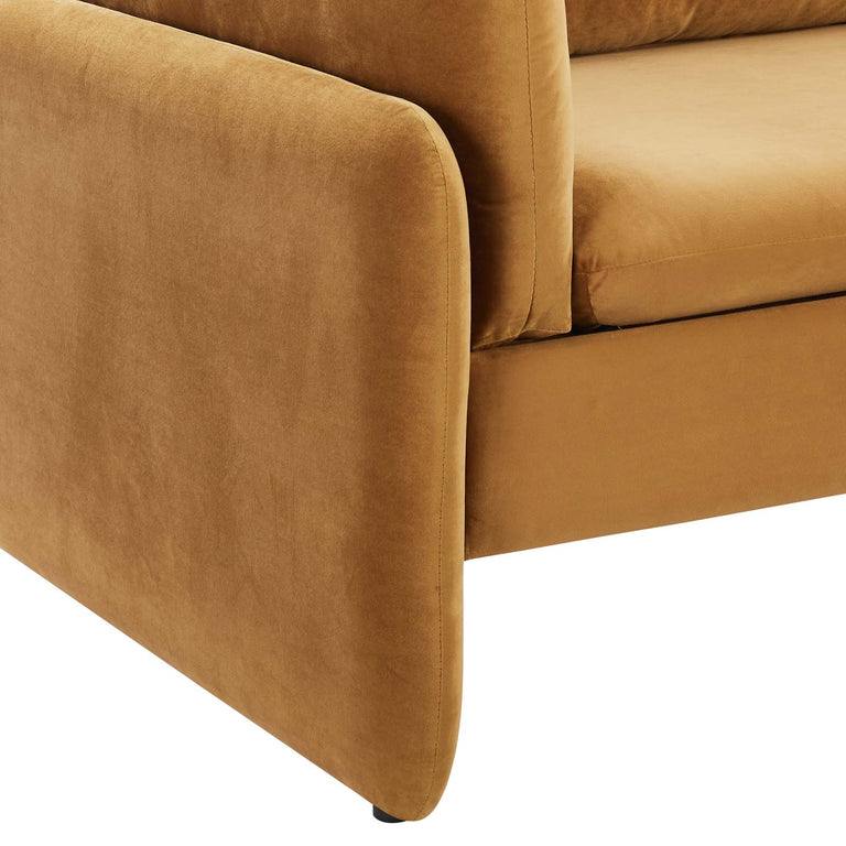 Indicate Performance Velvet Sofa in Cognac, EEI-5150-COG