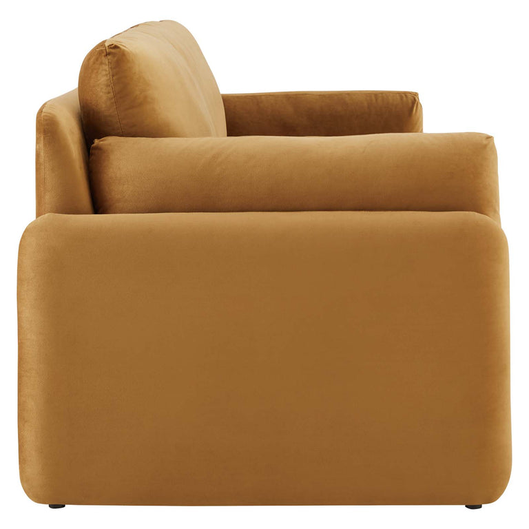 Indicate Performance Velvet Sofa in Cognac, EEI-5150-COG