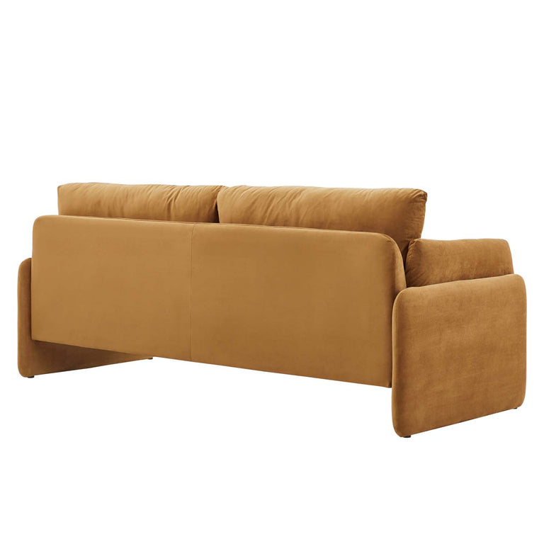 Indicate Performance Velvet Sofa in Cognac, EEI-5150-COG