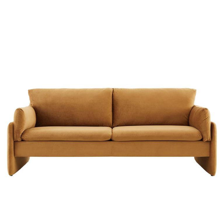 Indicate Performance Velvet Sofa in Cognac, EEI-5150-COG
